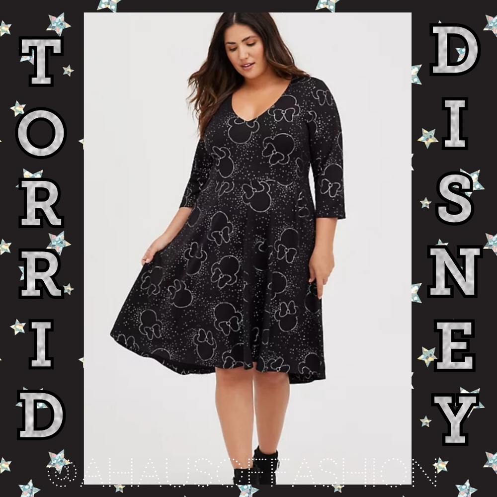 TORRID DISNEY Sparkle & Shine "Silver Minnie Mouse" Hi-Lo Skater Dress! NWT!